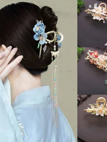 Flower Hair Clips, Butterfly Hair Claw, Hanfu Hair Pin