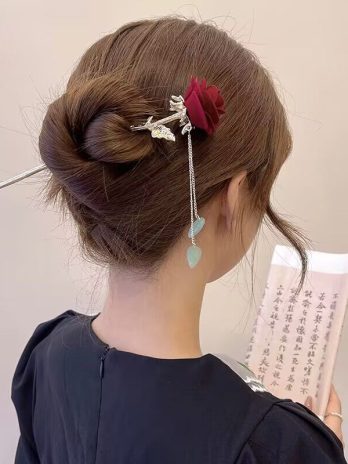 Chinese Style Vintage Rose Floral Hairpin