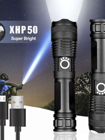 Rechargeable Zoom XHP50 LED Flashlight USB Torch Light